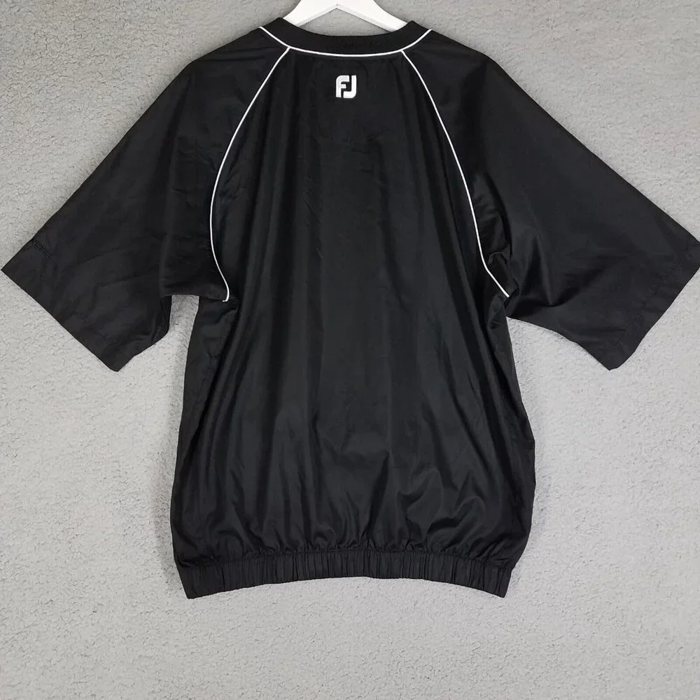 FootJoy Pullover Jacket Adult Large Black Golf Windbreaker Short Sleeve Men's